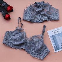 European and American style lingerie ladies bra Sexy lace free of sea cotton without explicit breasts ultra-thin large size bra suit thin