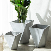 Diamond-shaped cement flowerpots Large geometric cement basin polygonal modern European style minimalist Nordic style Magnesium clay flower pots