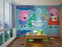 Childrens kindergarten bedroom bedside cartoon Pink Blue Boys and Girls mural wall paper stickers