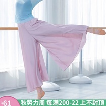 Modern Chinese style classical dance practice pants Teacher clothes Loose silky satin wide-leg pants skirt performance clothing