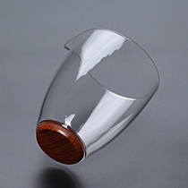 Transparent Glass Road cup tea division by Cup wooden bottom male Cup Tea Sea uniform Cup wooden glass kung fu tea set simple and generous