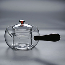 Side hand cooking teapot glass tea maker thickened heat-resistant filter bubble teapot wooden orange tea divider kung fu tea set