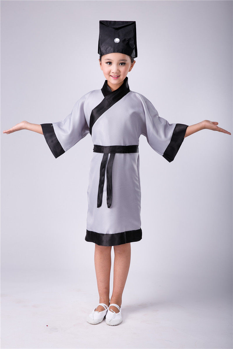 儿童书童国学服装三字经古装汉服弟子规表演服装幼儿古代学生服装