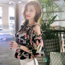 2021 hooded jersey woman bikini 2021 Korean version of the new small fragrant wind sexy open-shoulder cashew with a slim snow-spinning shirt