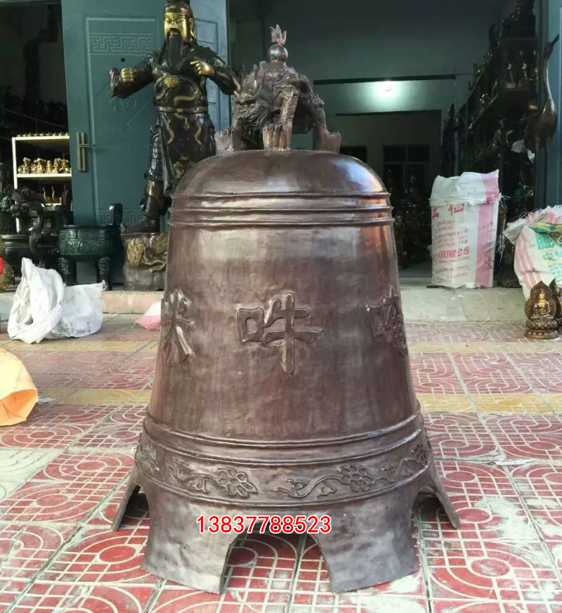 开光纯铜六字真言钟大号铜钟平安钟寺庙祠堂撞钟铜器铸铜佛具_7折现价