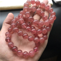 Large Grain Natural Strawberry Crystal Bracelet Crystal Single Ring Hand Stringing Ornament Body Overdraft Color Red