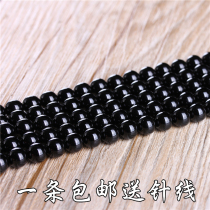 Natural crystal black agate semi-finished products scattered beads 4-20mmDIY handmade accessories material beaded beads