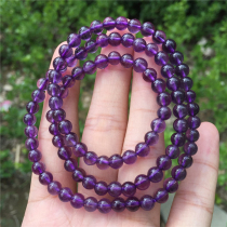 Natural Crystal Uruguay Amethyst Bracelet More than 6mm Ring Bracelet Bead Three Ring Bracelet