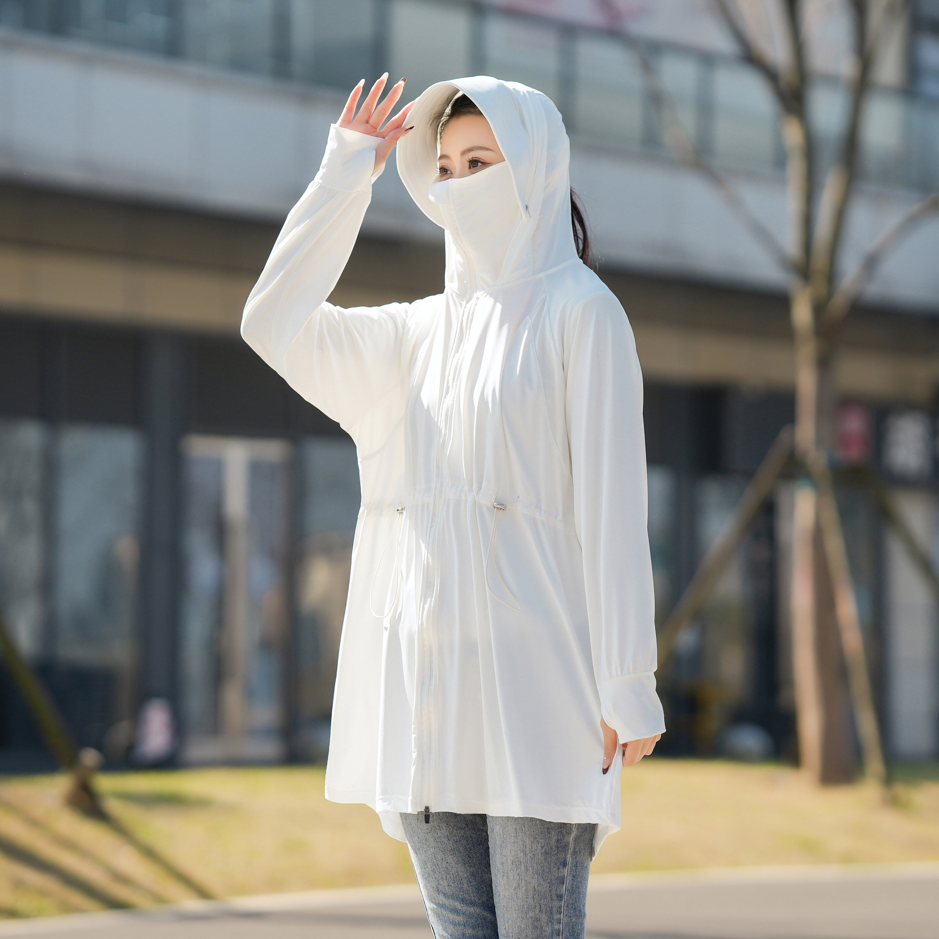 upf50收腰冰感防晒衣大码女新款夏季冰丝薄款防紫外线原纱防晒服