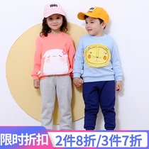 Cotton fruit spring and autumn childrens clothing baby set mens and womens baby long sleeve sweater pants two-piece New