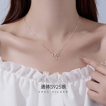 This Life Year 925 Pure Silver Necklace Female Butterfly Knot Light Luxury Superior Sens Lukewarm And Delicate Inlaid Drill Lock Bone Chain Gift