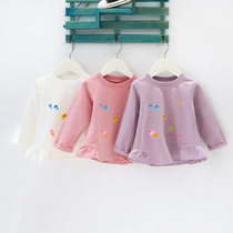 (Broken code clearance) girls long-sleeved casual T-shirt spring and autumn dress doll shirt baby boy ruffle collar skirt top top