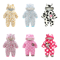 (Broken code clearance) newborn baby conjoined clothes baby winter thick ha clothes cute full moon out to carry clothes