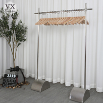 Womens clothing store shelf display rack 2021 New Korean creative stainless steel display rack silver hanger landing