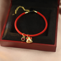 This Life Year Little Mouse Red Rope Bracelet Women Ins small crowdDesign Merchants Transit Rat Year Zodiac Weave Hand Rope