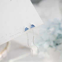 s925 pure silver earline female temperament South Korean minimalist personality super-fairy flow Su Xueishan ear nail pendant with thin earrings