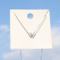 W letter necklace Korean version of simple temperament niche design sense Net red zircon choker fashion jewelry women