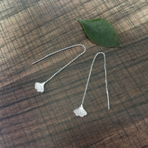925 sterling silver ginkgo leaf wire long tassel earrings retro literary temperament simple handmade ear jewelry