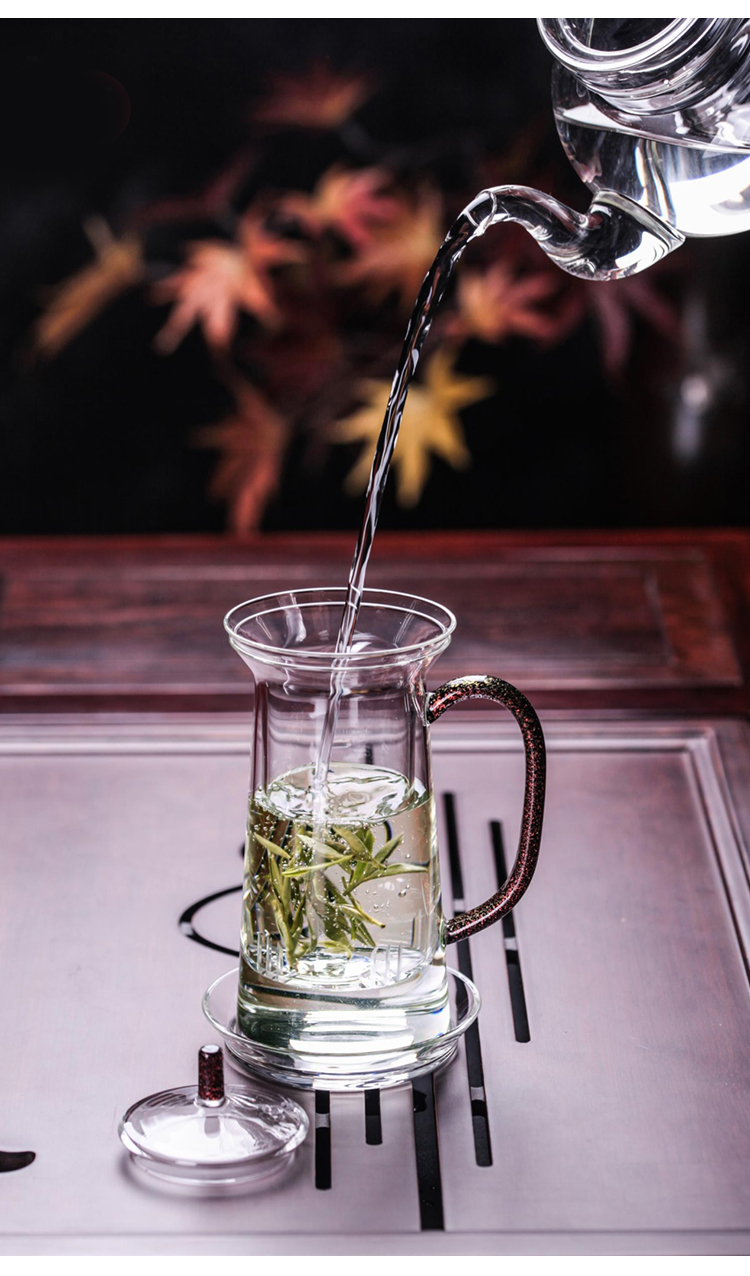 新品禾器绿茶玻璃杯茶水分离泡茶杯带盖办公室喝茶水杯子大润香杯