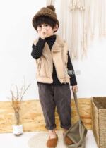 Children plus velvet vest leather wool one lamb cashmere thickened warm winter vest boys and girls baby children