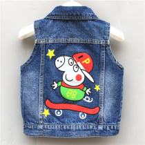 Boy cowboy vest spring summer and autumn soft cotton baby big small and medium children girl baby horse clip vest waistcoat shoulder thin model