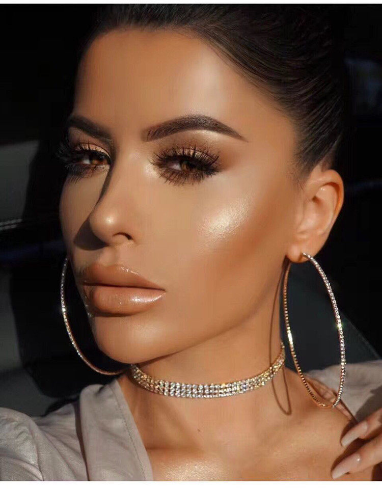 欧美choker网红夜店dj复古百搭个性时尚夸张水钻方形大耳环耳钉潮_7折