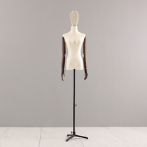 Clothing store model props woman window female model half body solid wood movable arm model shelf display stand