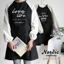 Long-sleeved apron cover cotton apron women fashion custom logo baking kitchen adult male household painting