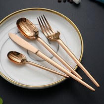 Angela 304 stainless steel knife and fork set gift box European Western tableware household steak knife and fork spoon gold