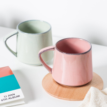 5-color clay coffee cups and saucers Solid wood mat European Ceramic water cups Simple suit Home office teacup