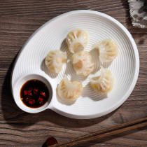 Anti-stick thread dumpling dish with vinegar dish Ceramic dumpling dish Household restaurant creative plate Leachable fruit plate