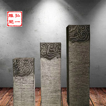 Stone carving blue stone antique horse pile Chinese retro auspicious cloud column display column courtyard hotel garden decoration decoration