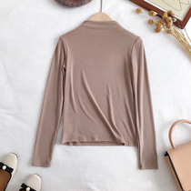 Semi-high collar base shirt Womens pullover slim inside and outside wear 2019 autumn and winter solid color wild wild long sleeve T-shirt top