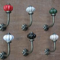 European style pastoral retro ceramic hook bronze decorative art adhesive hook clothing store after personality creative coat hook