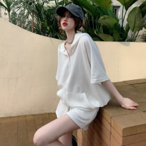 Summer outfit 2021 new women casual fashion sportswear not even cap sweatshirt weight loss Broadleg Shorts Two Suits