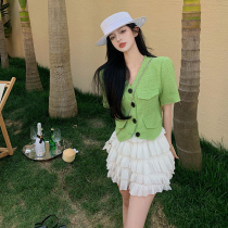 2021 spring new small balsamic wind suit dress Womens summer net Red Fried Street Temperament Little Fresher Two Sets of Aging Fashion