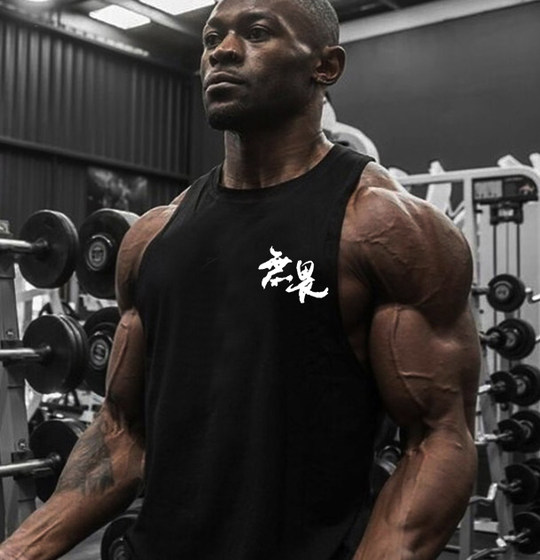 New summer men's cotton running sports bodybuilding fitness and fitness loose Sai Asian print shoulder -shoulder worker vest men New summer men's cotton running sports bodybuilding fitness and fitness loose Sai Asian print shoulder -shoulder worker vest men