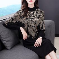 The Ocean Grubby Mother Dress Mid-Autumn Winter Sweater Vegge Wool Jersey In the undershirt Older women Step up Dress Code Dress