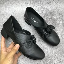 Decode Clearing handle 2023 leather female slippers with low heel comfortable round head dress shoes