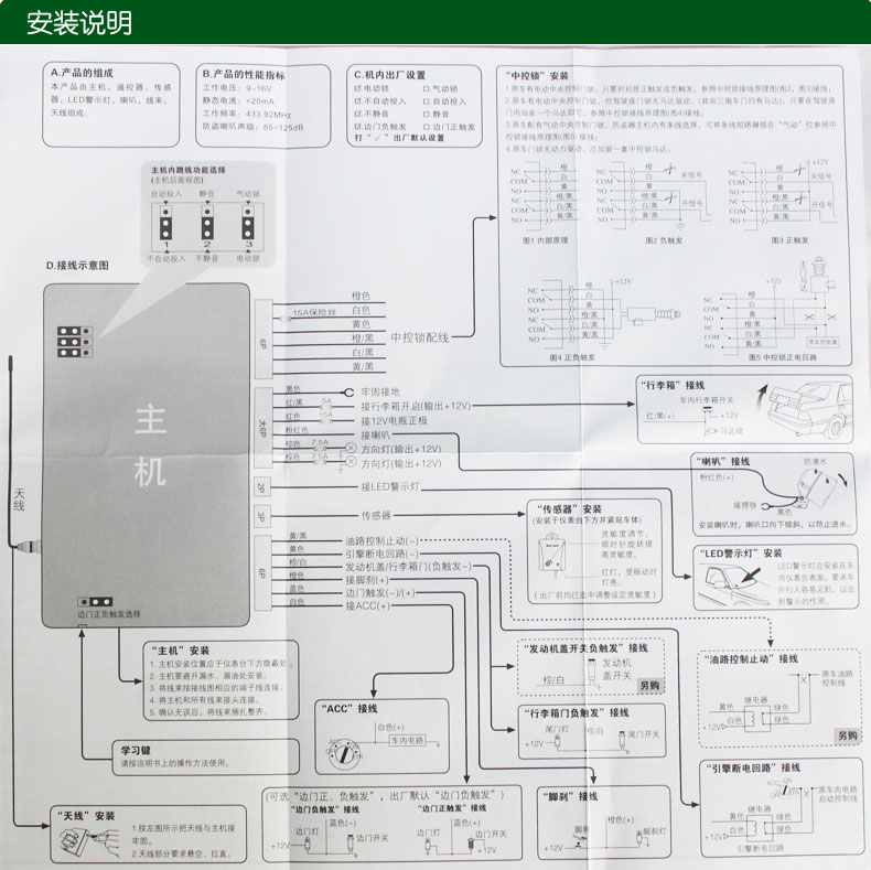 供应批发汽车防盗报警系统铁将军单向防盗器火星人汽车防盗器