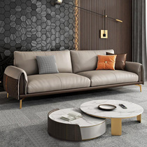 Italian Sofa Genuine Leather Minimalist Modern Guest Area Business Reception Room Light Extravagant Office Trio of Tea Table Combinations
