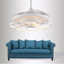 Creative electric fan chandelier light luxury modern simple restaurant bedroom invisible integrated telescopic mute personality ceiling fan lamp