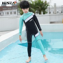  Childrens WARM SWIMSUIT 2 5MM winter swimming thickened wetsuit men AND women childrens MIDDLE AND large CHILDRENs ONE-PIECE LONG-SLEEVED COLD-proof swimsuit