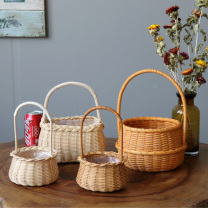 Rattan series small flower baskets gift hand storage basket storage basket flower arrangement basket flower machine hand basket idyllic style