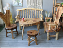 Camphor Wood vintage solid wood furniture table chair coffee table stool coat rack home and B & B tea decoration