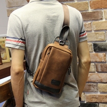 Simple mens bag Mens multi-function chest bag casual leather Korean version of the trend small bag IPAD bag large capacity messenger bag