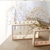 Pinus sylvestris solid wood color test tube hanging wall flower stand plain wood color desktop Vase ornaments hydroponic plant flower Flower Flower