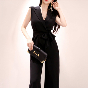 Summer suit tie waist and wide-legged pants professional pants