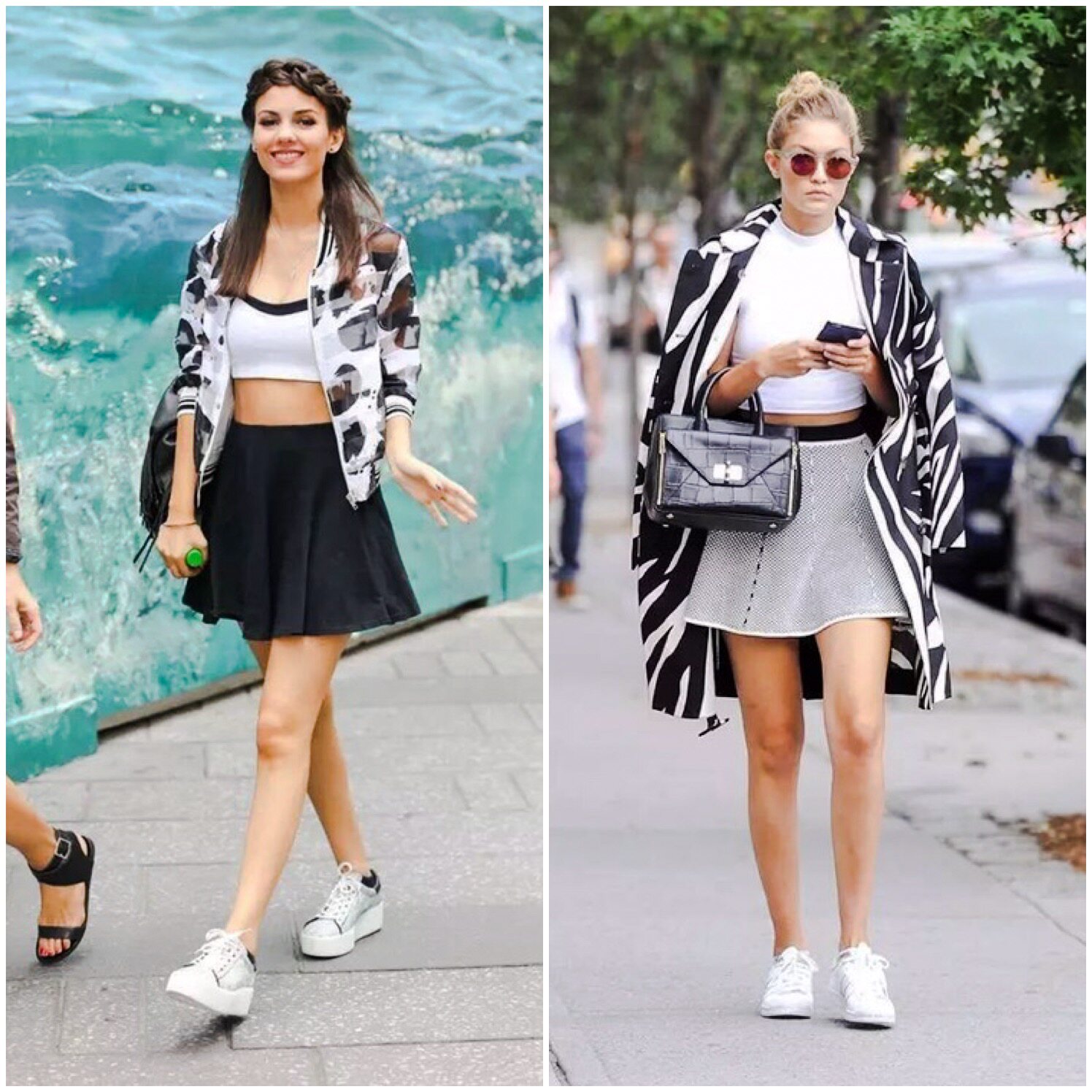 裙子搭配运动鞋,这样穿很时髦!