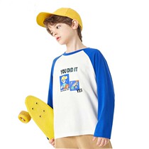 Clean the barn boys pure cotton long sleeve T shirt in the big child print spring and autumn childrens clothing 2022 new models